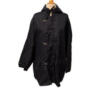 Banana Republic Hoodie Coat Men Black Nylon Rain Utility Coolmax Metal Closure